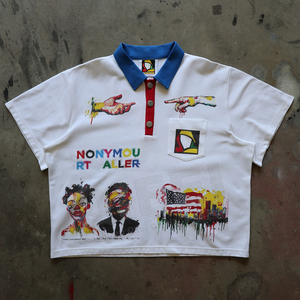 เสื้อบ็อกซี่ปักลายสไตล์วินเทจผ้าถักไซส์ใหญ่พิเศษระบายอากาศได้ดี - Product Image 1