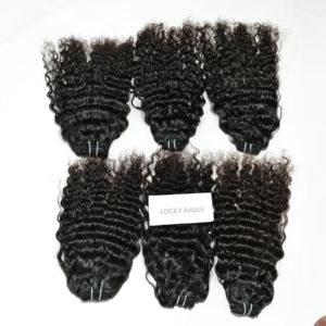 Vente en gros paquets de cheveux vierges indiens à cuticule alignée extensions de cheveux naturels Remy humains non transformés avec style de vague d'eau - Product Image 5