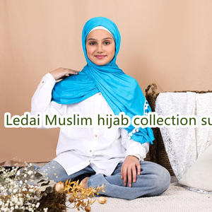 新しいファッションストレッチジャージーヒジャーブフリルエッジとさまざまなレースエッジのすべての種類を追加することができますジャージーヒジャーブスカーフ - Product Image 2