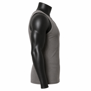 Camiseta sin mangas acanalada personalizada para hombre, ajuste slim, algodón elástico, chaleco sin mangas, ropa interior de gimnasio, proveedor mayorista OEM - Product Image 4