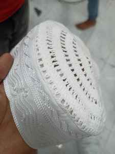 Chapeau de prière musulman pour hommes, en coton blanc, brodé, ajustable, gaufré, de qualité supérieure, en maille, style arabe, Dubaï, Malaisie, vente en gros - Product Image 3