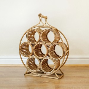 Estante de almacenamiento de botellas de vino, estante de exhibición de mimbre redondo natural de 3 niveles, moderno y de lujo, venta al por mayor - Product Image 2