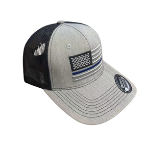 Cappello in denim a 6 pannelli con bandiera USA e patch in pelle - Misto cotone poliestere per prestazioni professionali e pesca - Product Image 4