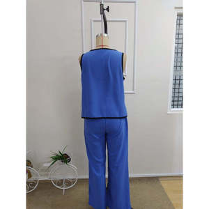 Ensemble deux pièces pour femme, veste sans manches boutonnée et pantalon, 36333 - Bleu - Product Image 6