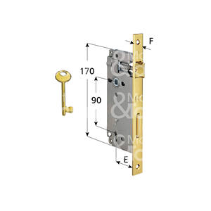 LARGE PATENT LOCK <b>Square</b> <b>edge</b> without striker Front. 22 - Product Image 1