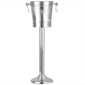 Seau à glace haut de finition argentée en aluminium brillant de conception attrayante avec le support pour le refroidisseur de bouteille de Champagne et de bière - Product Image 2