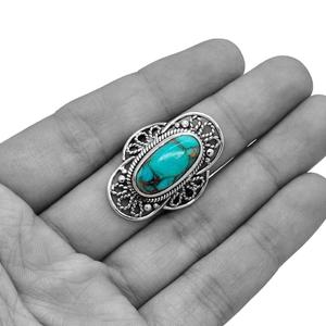 <b>Statement</b> Copper Turquoise and Quartz <b>Ring</b> in 925 Sterling Silver Unique Vintage Style Women's Gemstone <b>Ring</b> Gift for Her - Product Image 3