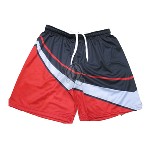 Custom Red Basketball Shorts Breathable Mesh Polyester Sports Training Shorts with White Trim and Elastic Waistband for <b>Men</b> - Product Image 3
