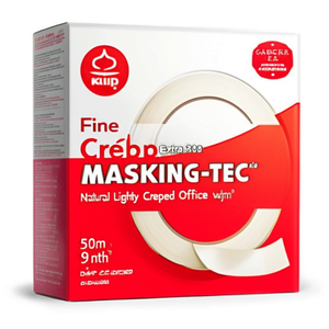 Cinta Adhesiva de Oficina Fine Crepe Extra 301 MASKING-TEC, Natural, Ligeramente Crepé, 50m de Longitud, 24mm de Ancho, 9 Unidades/Rollo - Product Image 3