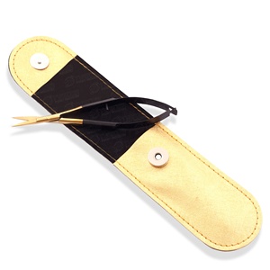 Tijeras de Acero Inoxidable Multifuncionales con Punta Recta y Afilada para Extensiones de Cejas y Pestañas, con Estuche de Cuero - Product Image 2