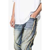 B638 DENIM ÉLÉVÉ ÉVASÉ À DÉCHIRURES