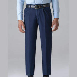 Haute qualité 100% coton Smart Fit marine robe pantalon Style formel respirant toile tissu taille moyenne poids lourd OEM Service hommes - Product Image 1