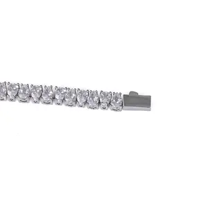 Wholesale Fashion Hip Hop Jewelry Brass Water Drop Zircon Tennis Chain <b>Bracelet</b> for Men Women - Product Image 4