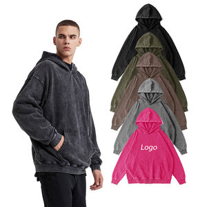 Sweat à capuche en coton de haute qualité pour hommes, série High Street délavée à l'acide, style vintage décontractée Streetwear pour l'hiver - Product Image 1