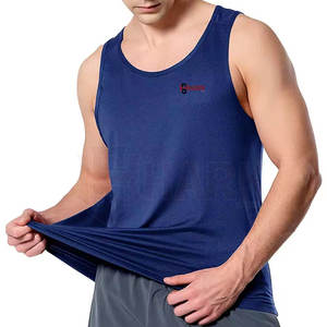 Camiseta sin mangas de secado rápido de alta calidad para hombres hecha de algodón poliéster estilo muscular informal para entrenamientos de gimnasio - Product Image 2