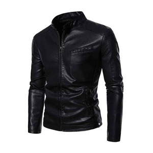 Regular Length Stand Best Selling <b>Men's</b> Vintage Leather <b>Jacket</b> Comfortable Fit Breathable Waterproof Quick Dry Solid Color - Product Image 4