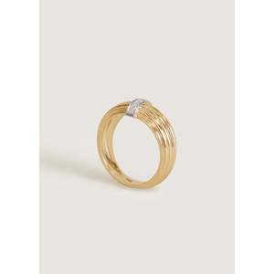 Trendy Stainless Steel Pav Ribbed Dome <b>Ring</b> <b>Gold</b> Plating Engagement Christian Style Moissanite Inlay for Christian Occasions - Product Image 4