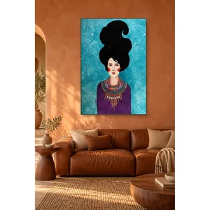 Impression sur toile Fida Turquoise Wave Pattern Woman with Necklace - Product Image 2