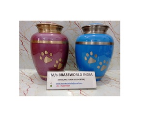 Urnes de crémation en laiton en aluminium de qualité supérieure urnes de stockage de cendres d'animaux de compagnie bleues et roses Construction en métal - Product Image 1