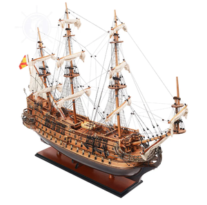โมเดลเรือไม้ทำด้วยมือ-ของตกแต่งโจรสลัดสไตล์วินเทจสำหรับการตกแต่งภายในทางทะเล - Product Image 6