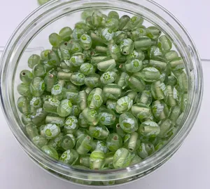 Perles de verre motif Millefiori vert menthe 12mm pour bijoux perles de vishal cristal au chalumeau artisanat couleur mélangée pour créatif - Product Image 1