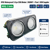 Projecteurs Panneaux Wash Blinder 300W IP65 2x150W COB RGBWY, 48 LED RGB à raccordement DMX512 RDM, Éclairage Stroboscopique Extérieur pour Scène, Événements, DJ, Mur