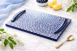 Plateau de service moderne multifonctionnel élégant fait main avec incrustations en os, pour la maison, les mariages et les événements, assiettes décoratives polies - Product Image 6