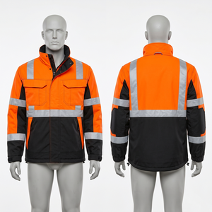 Safety Work <b>Jacket</b> 320 GSM Premium Polyester <b>Softshell</b> Orange Black Panel Design Reflective Custom Logo Embroidery Logo - Product Image 1