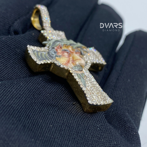 จี้พระเยซูแบบครอสประดับเพชรโมอิสซาไนต์ เงินแท้ 925 ชุบทอง 18K ดีไซน์หรูหรา สำหรับผู้ชาย สไตล์ฮิปฮอป เครื่องประดับคริสเตียน - Product Image 3