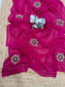 Sari de Georgette estilo Bollywood más hermoso de la India para damas Trabajo de bordado de secuencia pesada Último vestido de diseño de ropa de fiesta - Product Image 6