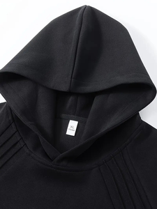 Sweat-shirt à capuche à manches longues pour hommes avec poche avant en tissu non extensible pour tous les jours et vêtements de cérémonie - Product Image 5