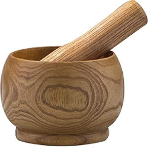 MS INC Design Kitchen Ware Product Wood Vintage Mortal & Pestle For Kitchen Herbs Spice Grinder <b>Pill</b> Crusher Medicine Crusher - Product Image 6