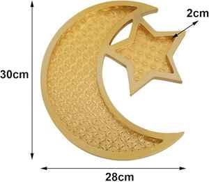 Wood Moon Star Ramadan Tray Islamic Eid Mubarak Platter Decorative Food Plate <b>Table</b> Home Party Luxury Dessert Dishes Snack - Product Image 2