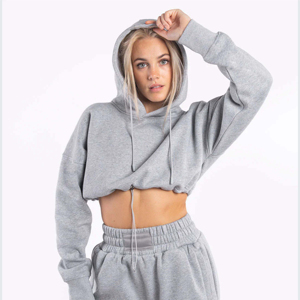 Logo personnalisé coton recadrée plaine sweats à capuche vierges pour les femmes sweat-shirt lourd haut court décontracté sweats à capuche tricotés - Product Image 4