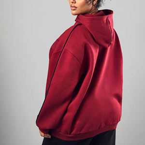 Haute qualité 100% coton français Terry surdimensionné femmes sweats à capuche tenue décontracté couleur unie respirant Hip Hop sweat à capuche - Product Image 5