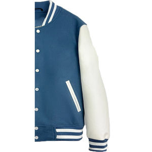 Veste universitaire sur mesure en gros d'usine, conception OEM, respirante, coupe-vent, haute qualité, broderie pour hommes, patch frontal en cuir véritable - Product Image 6