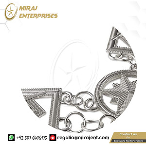 Brújula y cuadrado chapados en plata al por mayor con cuello de cadena masónico G para tela de algodón Blue Lodge Master Mason Regalia - Product Image 6