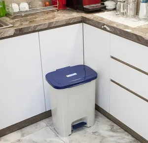 Tempat Sampah Plastik 25 Liter, Keranjang Sampah Dapur Perlindungan Bau dengan Tutup Bebas Tangan dengan Pedal Injak Kaki, Keranjang Sampah Rumah