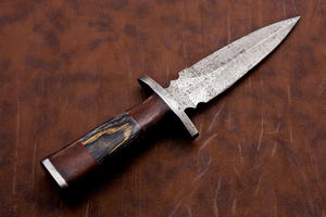 OEM Customizable Damascus Steel Hunting <b>Knife</b> Handmade Rose wood and pakka wood Handle <b>Twisted</b> Pattern Leather Sheath for EDC - Product Image 2