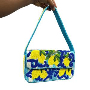Bolso de Mano de Lujo Clásico con Cuentas de Cristal, Elegante Bolso de Noche de Seda y Tela para Fiestas - Product Image 5