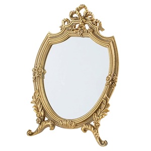 Miroir de maquillage décoratif sur pied en fonte d'aluminium Fait à la main Forme ovale Cadeau pour mariage, anniversaire ou occasion - Product Image 1