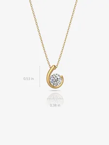 Collar de Plata de Ley 925 con Baño de Oro, con Circonita Redonda Personalizada de Alta Calidad, Regalo de Compromiso o Boda - Product Image 2