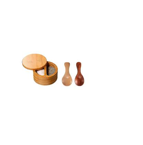Caja de sal de bambú, recipiente de almacenamiento y organización de cocina, contenedor de especias con cuchara y pulido brillante hecho a mano y en oferta - Product Image 5