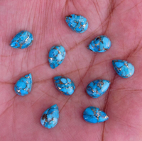 Turquoise Cuivre Bleu Naturel, Cabochon à Finition Plate Forme Poire, pour la Fabrication de Bijoux, Toutes Tailles, pour Créer des Bagues DIY, Pierre de Naissance à Changement de Couleur