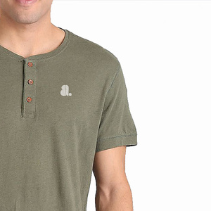 Camiseta Henley de Manga Corta para Hombre, con 2 o 3 Botones, Personalizable con Logotipo, Camiseta Henley de Algodón para Hombre - Product Image 6