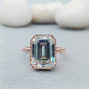 14K/18K ขาว/เหลืองทอง CT 2.0มรกต VVS ห้องปฏิบัติการปลูกเพชรโซลิแทร์ริคหมั้นและแต่งงานแหวนเครื่องประดับสุดคลาสสิก - Product Image 1