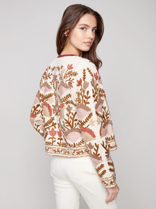 Chaqueta Blusón Bordada Floral 100% Algodón, Estilo Étnico para Primavera Invierno, Transpirable, Antiarrugas, Ecológica, Sin Costuras - Product Image 3