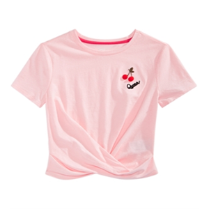 เสื้อยืดผู้หญิง Epic Threads รุ่น Cherry Twist Front สีชมพู สำหรับสาวไซส์ใหญ่ ทรงเข้ารูป ระบายอากาศได้ดี ตกแต่งด้วยลายปัก ไซส์ L - Product Image 1