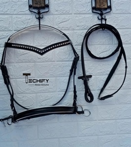 Brida de cuero de caballo con banda de cejas de cristal brillante al mejor precio con herrajes de acero inoxidable para categoría de peines de curry - Product Image 6