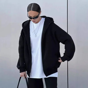 เสื้อฮู้ดซิปคุณภาพสูงสำหรับฤดูหนาว ผลิตจากผ้าฝ้าย 100% แบบเรียบ สวมใส่ได้ทั้งชายและหญิง พร้อมโลโก้แบบกำหนดเอง - Product Image 5